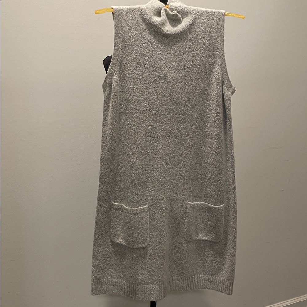 Max Studio Knit Sweater Dress Size M Gray Turtleneck Pullover Minimalist Preppy